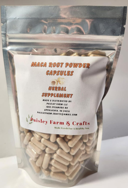 Paisley Farm and Crafts Maca Root Capsules - Natural Herbal Supplement for General Wellness - 300 Capsules