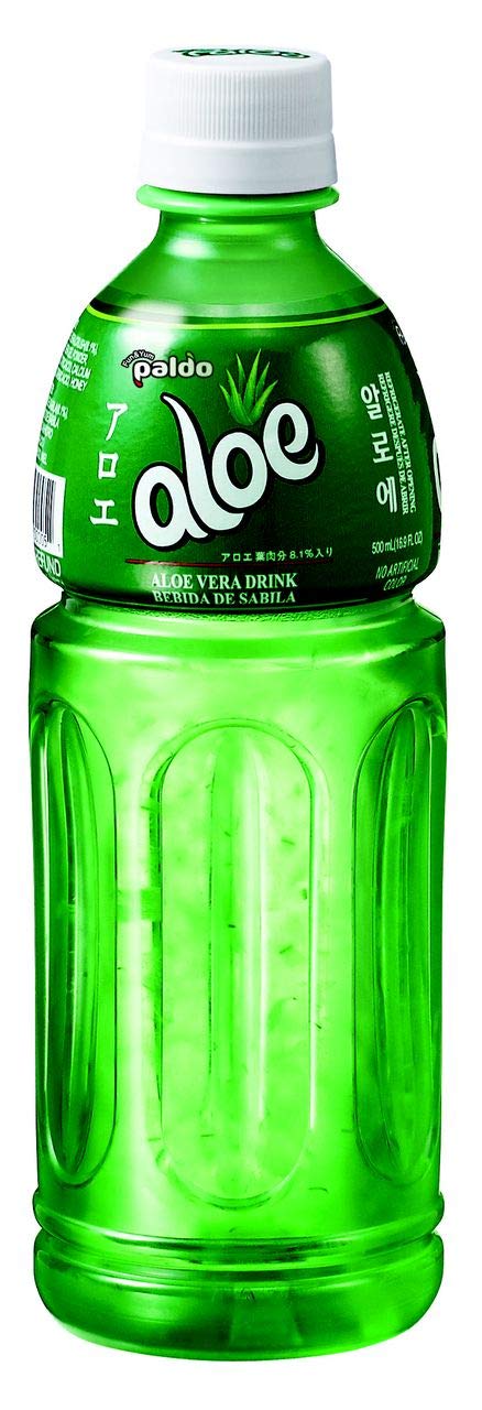 PALDO Aloe Vera Juice Drink - Exposed Aloe Vera PLASTIC Bottles - 16.9oz (500ml), Pack of 6