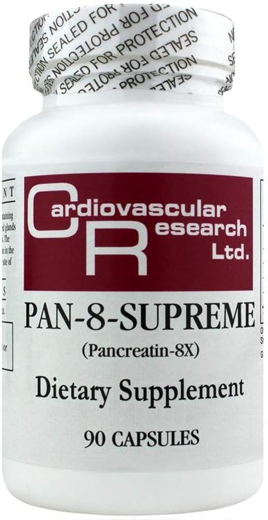 Pan-8-Supreme Pancreatin White Capsules for Cardiovascular Health - 90 Count