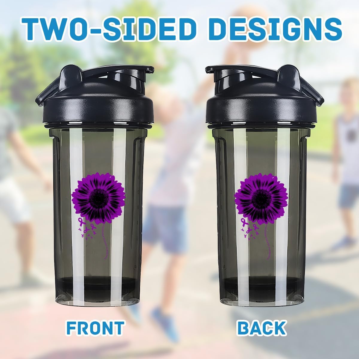 Pancreatic Cancer Awareness 18oz Shaker Bottle for Pre-Workout Protein Shakes - Leak-Proof Meal Replacement Bottle