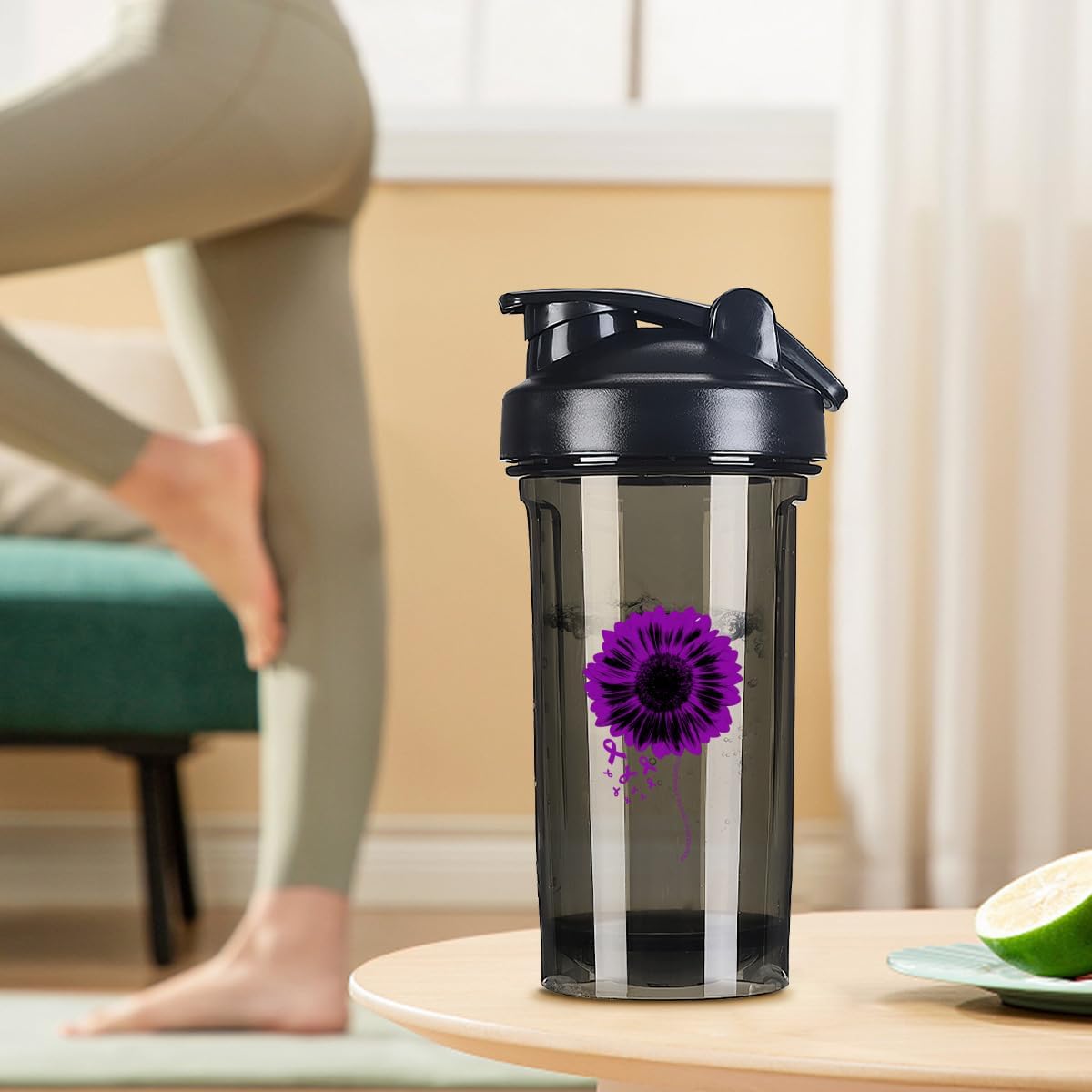 Pancreatic Cancer Awareness 18oz Shaker Bottle for Pre-Workout Protein Shakes - Leak-Proof Meal Replacement Bottle