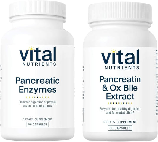 Pancreatic Enzymes Bundle - Pancreatin & Ox Bile Extract (160 caps) for Digestive Health