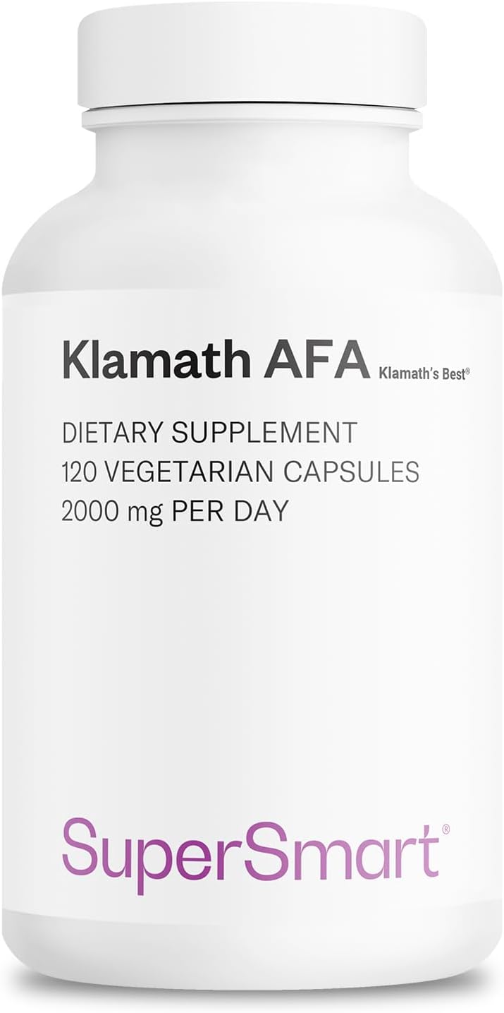 Patented Supersmart AFA Extract 1000mg Daily Blue-Green Algae Supplement - Non-GMO, Gluten Free - 120 Capsules