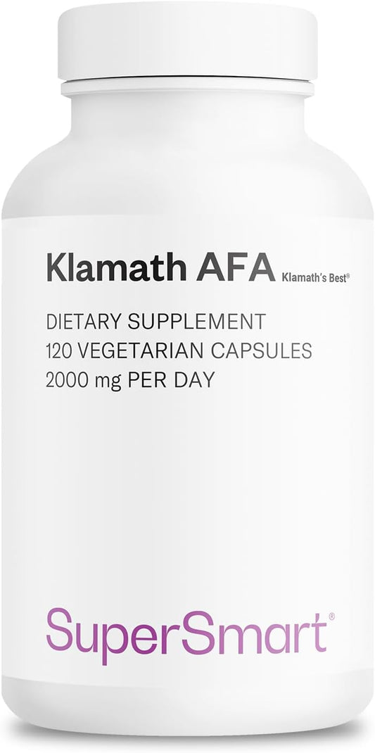 Patented Supersmart AFA Extract 1000mg Daily Blue-Green Algae Supplement - Non-GMO, Gluten Free - 120 Capsules