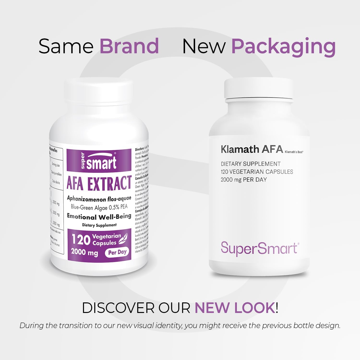 Patented Supersmart AFA Extract 1000mg Daily Blue-Green Algae Supplement - Non-GMO, Gluten Free - 120 Capsules