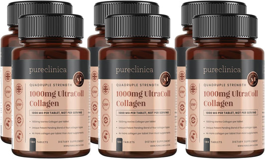 Patented UltraColl Marine Collagen 1000mg x 1080 Tablets - 18 Month Supply of Anti-Aging Types I, II, III, and VII