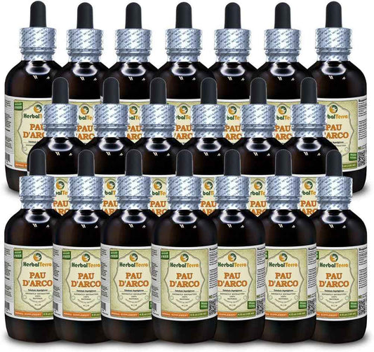 PAU d'arco (Tabebuia Impetiginosa) Tincture, Dried Bark Liquid Extract (Brand Name: HerbalTerra, Proudly Made in USA) 20x4 fl.oz (20x120 ml)