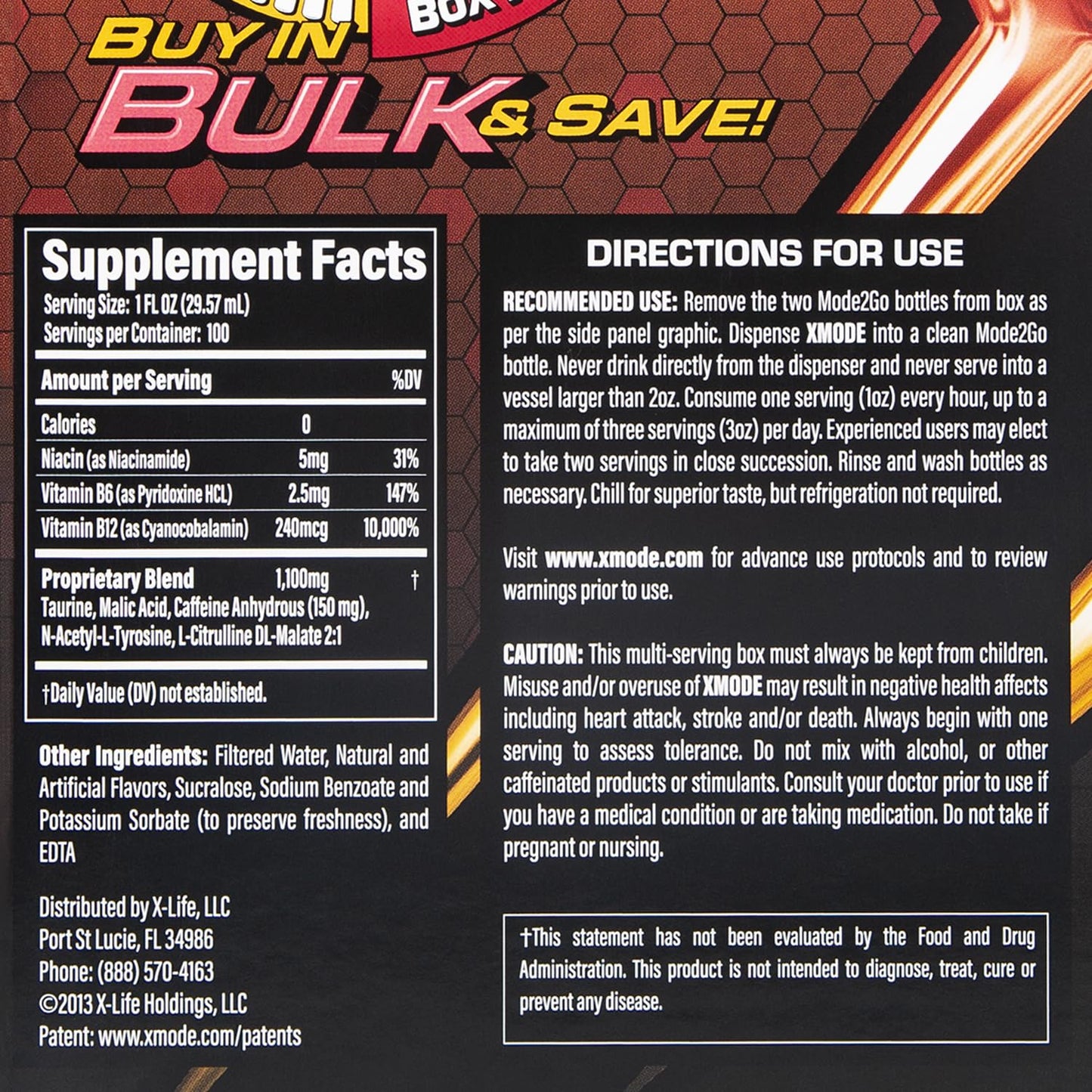 Peach Lightning XMODE Energy Shots Dispenser - 100 Servings with Refillable Bottles & 150mg Caffeine Per Oz