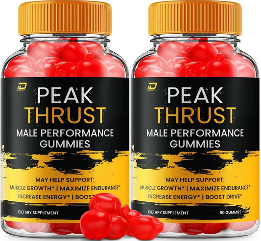 Peak Thrust Gummies for Men - Natural Maximum Strength Formula (2 Pack - 120 Gummies)