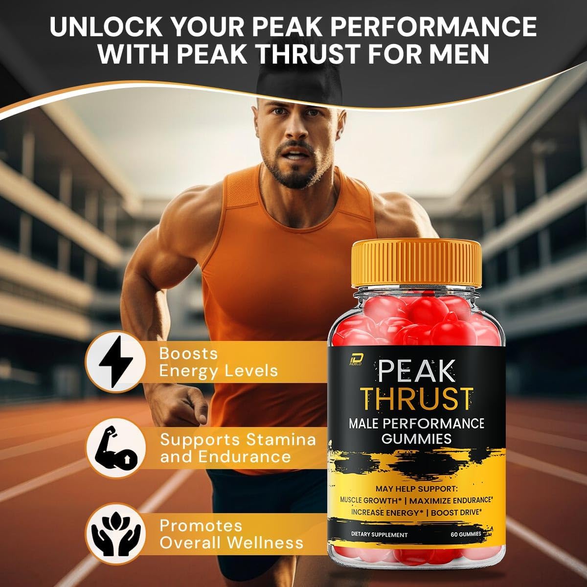 Peak Thrust Gummies for Men - Natural Maximum Strength Formula (2 Pack - 120 Gummies)