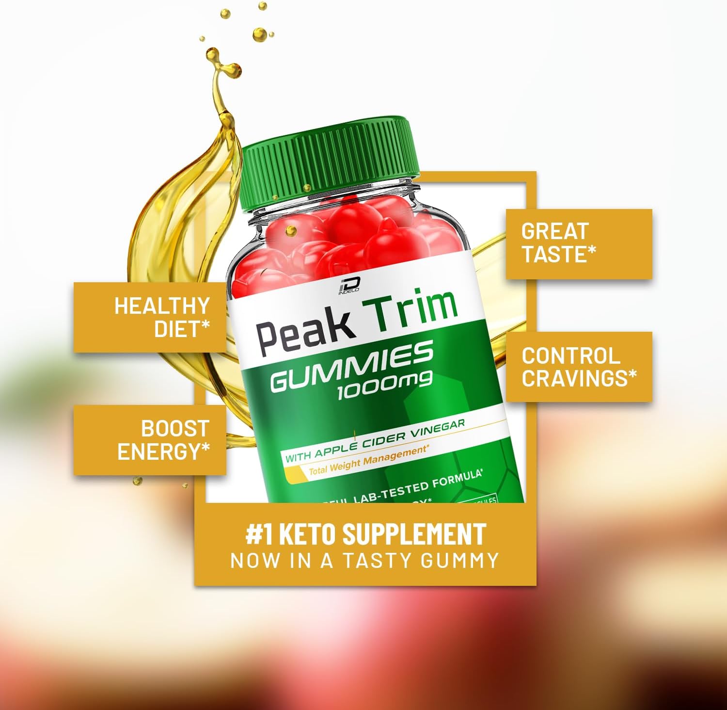 PeakTrim Keto ACV Gummies - Apple Cider Vinegar Supplement with Vitamin B12 (5 Pack, 300 Gummies)