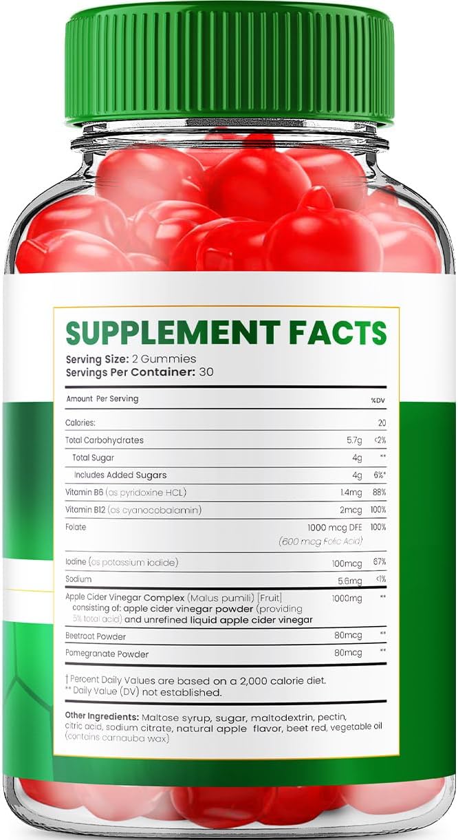 PeakTrim Keto ACV Gummies - Apple Cider Vinegar Supplement with Vitamin B12 (5 Pack, 300 Gummies)