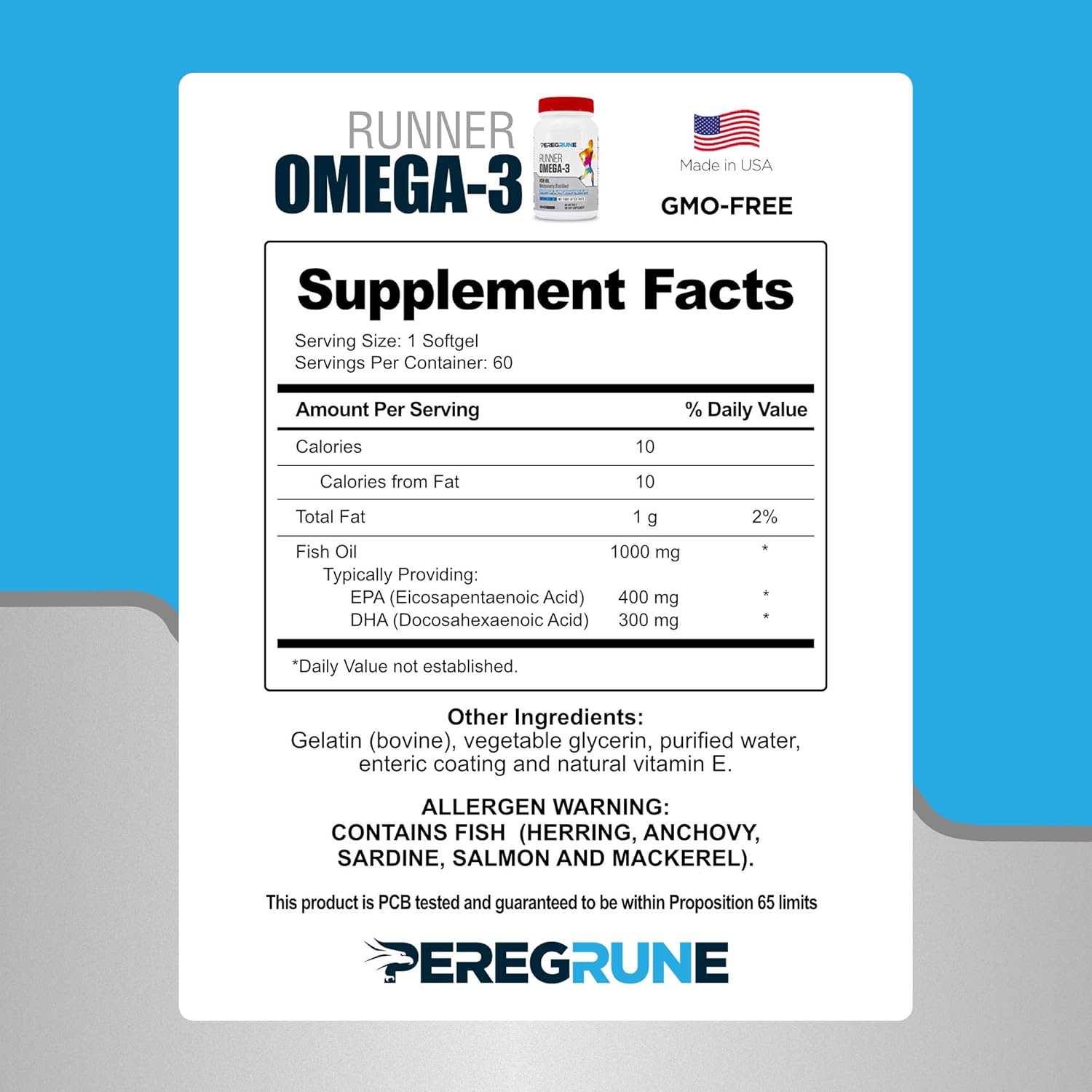 PEREGRUNE Runner Multivitamin, Omega-3 Fish Oil, Joint Supplement Combo Pack (1 Month Supply)