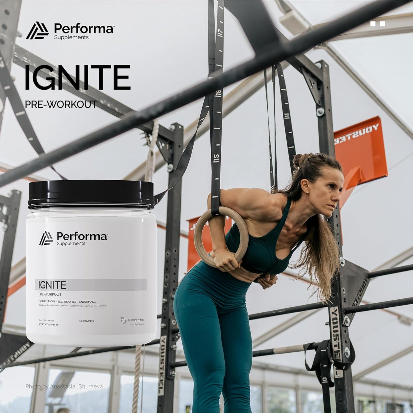 Performa Supplements Ignite Pre-Workout - 30 Servings, Summer Peach Flavor with Beta-Alanine, Caffeine, Citrulline, Alpha GPC, Natural Ingredients, No Food Coloring