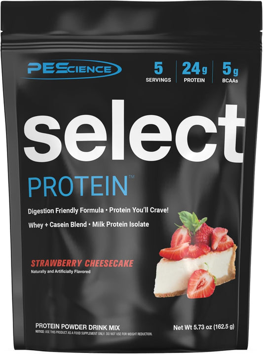 PEScience Select Strawberry Cheesecake Low Carb Protein Powder - 5 Servings, Keto & Gluten Free