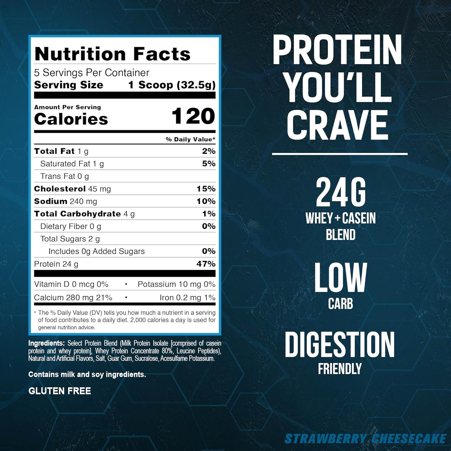 PEScience Select Strawberry Cheesecake Low Carb Protein Powder - 5 Servings, Keto & Gluten Free
