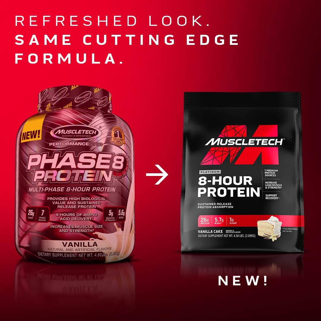 Phase8 Whey & Casein Protein Powder Blend with Nitro-Tech Isolate & Peptides - Milk Chocolate, 4 lbs