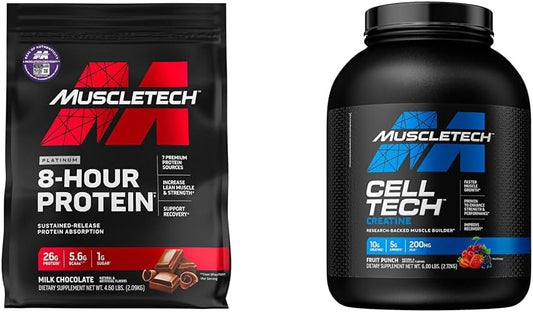Phase8 Whey & Casein Protein Powder with Creatine Monohydrate - Cell-Tech Post Workout Recovery Drink