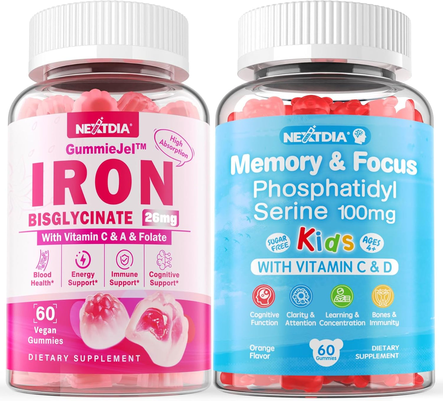 Phosphatidylserine and Iron Gummy Supplement with 100mg and 26mg respectively