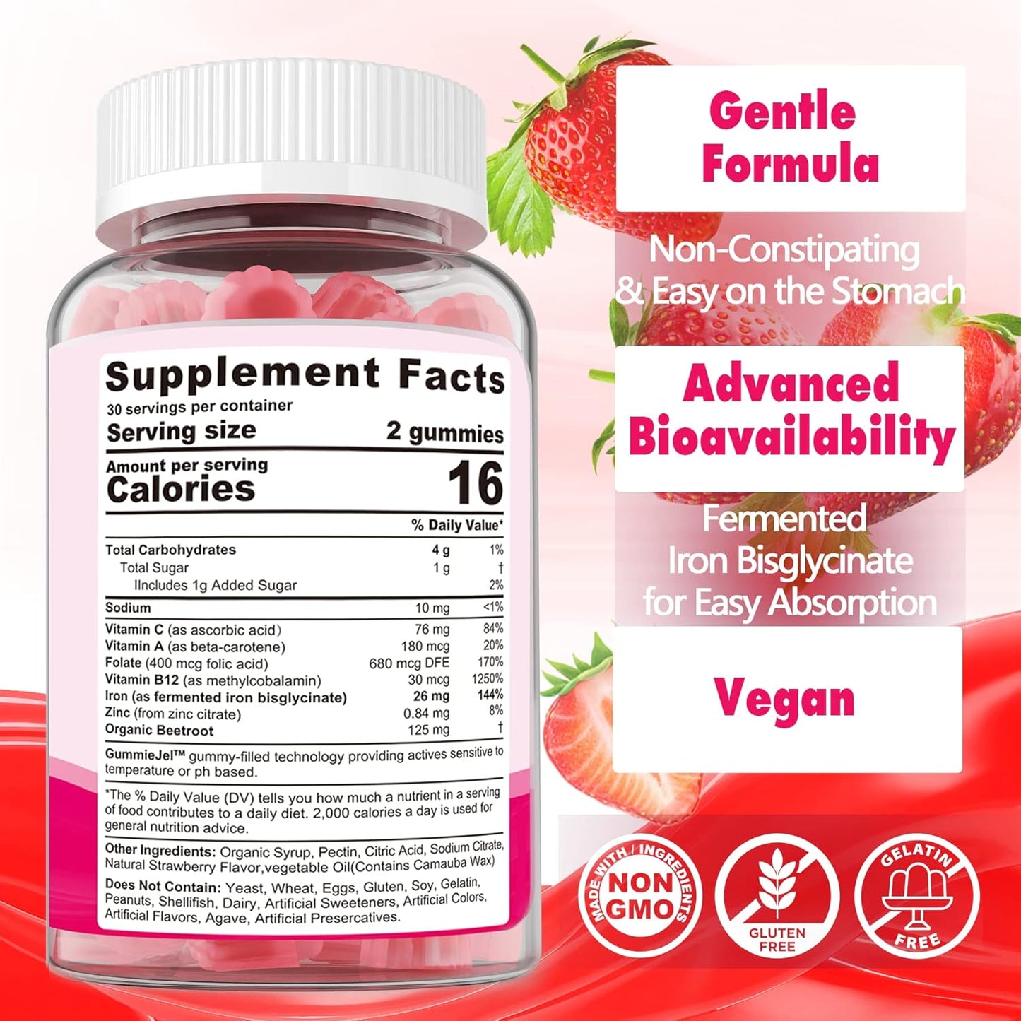 Phosphatidylserine and Iron Gummy Supplement with 100mg and 26mg respectively