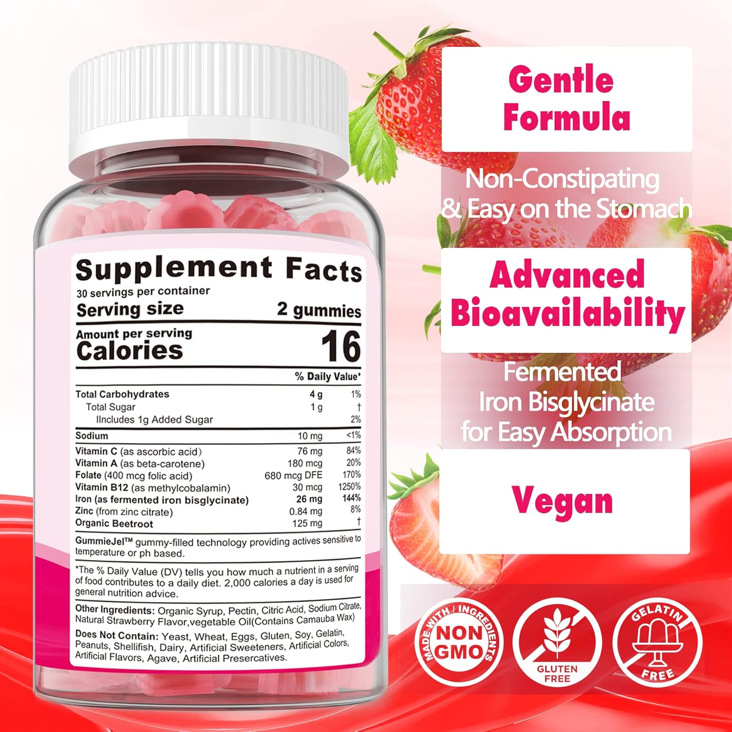 Phosphatidylserine and Iron Gummy Supplement with 100mg and 26mg respectively
