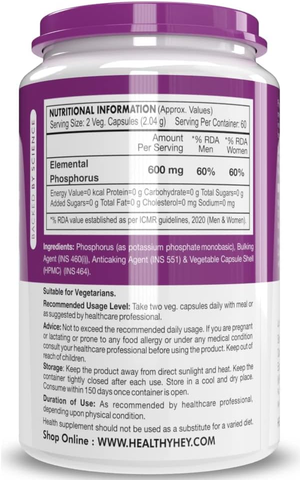 Phosphorus Supplement for Bone Health - 120 Vegetarian Capsules