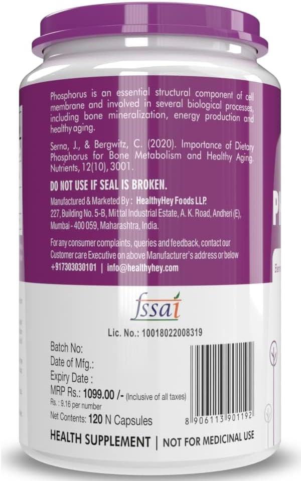 Phosphorus Supplement for Bone Health - 120 Vegetarian Capsules
