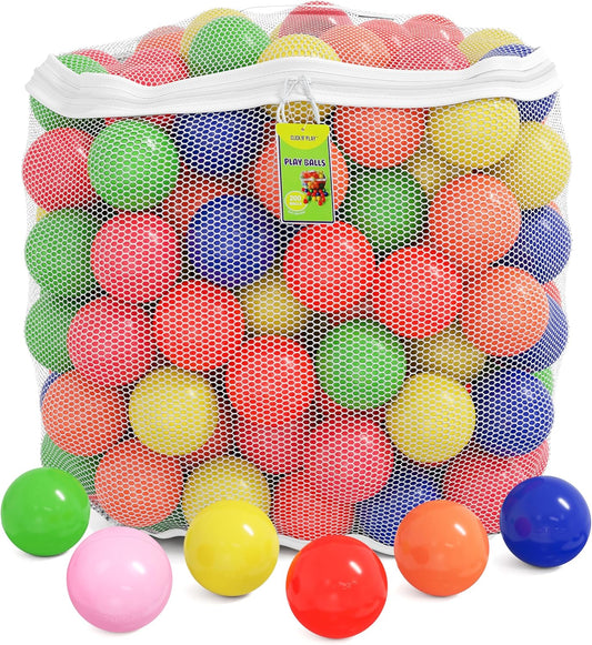 Phthalate & BPA Free Crush Proof Plastic Balls for Ball Pit - Assorted Colors - 200, 1000 count in Mesh Bag