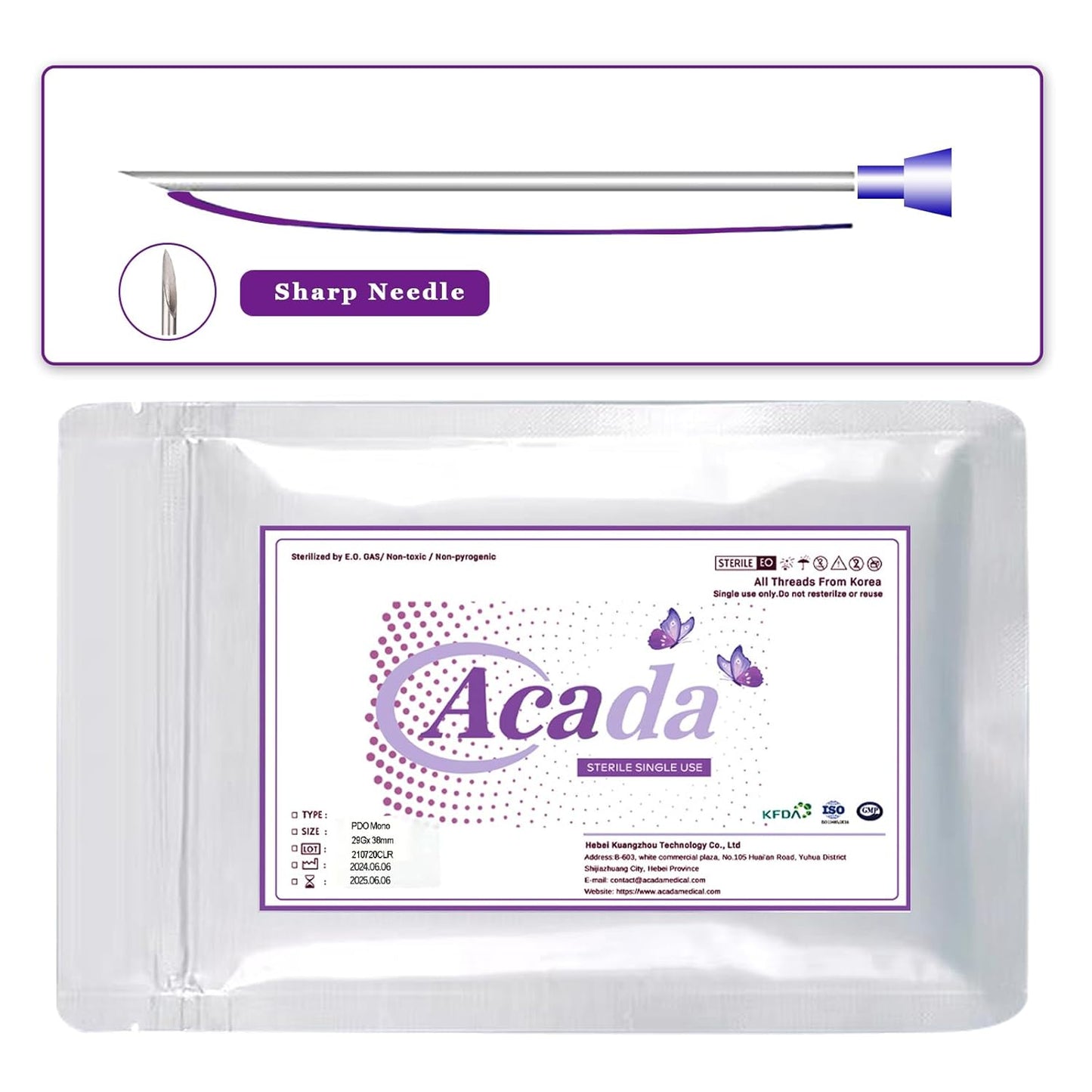PHYMAT ACADA Face Lift PDO Threads Set - 26G60mm Mono & Smooth Threads for Thread Lift & Collagen Production - 20Pcs