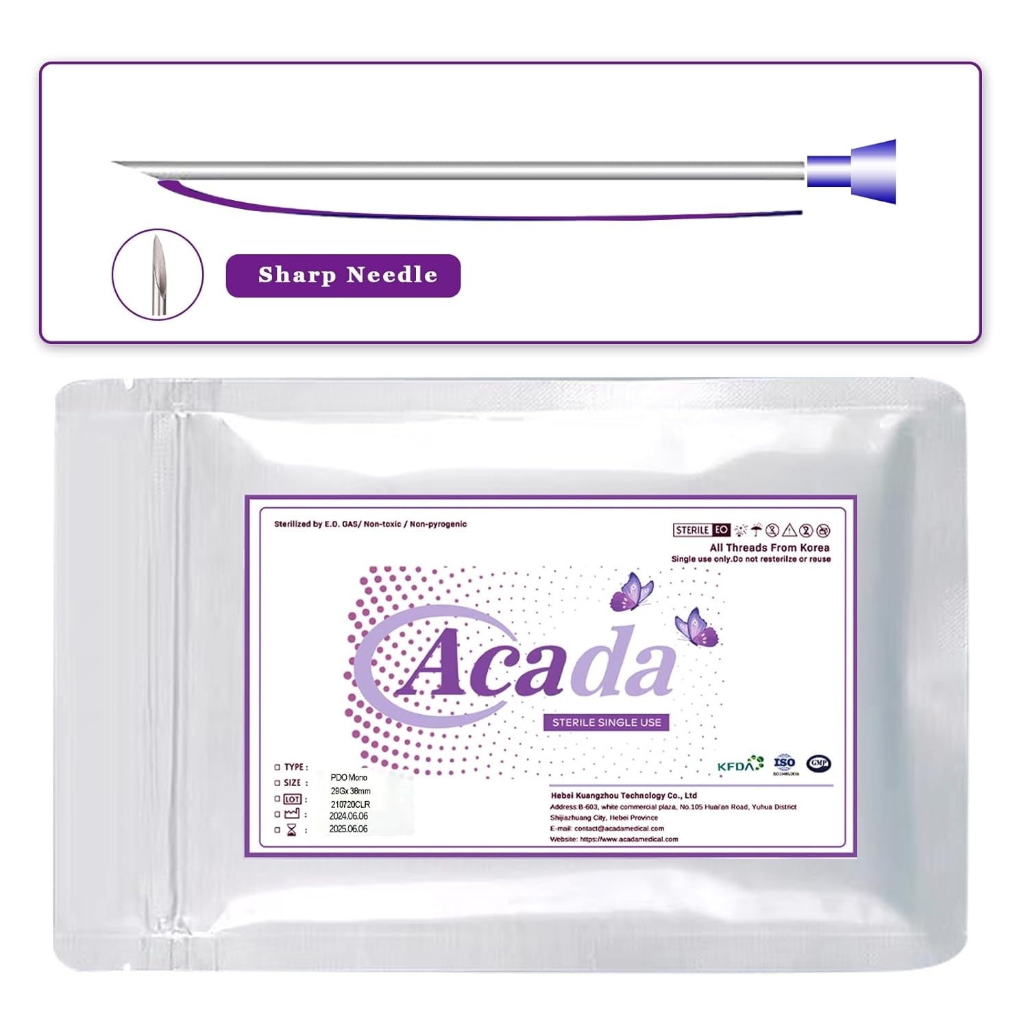PHYMAT ACADA Face Lift PDO Threads Set - 26G60mm Mono & Smooth Threads for Thread Lift & Collagen Production - 20Pcs
