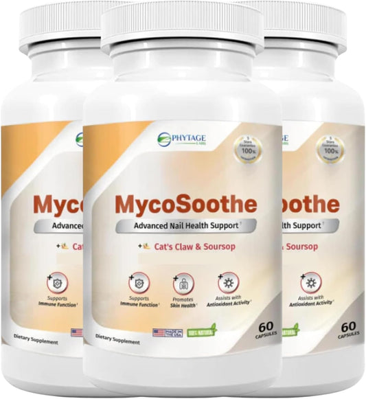 Phytage Labs MycoSoothe Capsules - Advanced Hair, Skin, Nail & Immunity Support Formula - 3 Pack