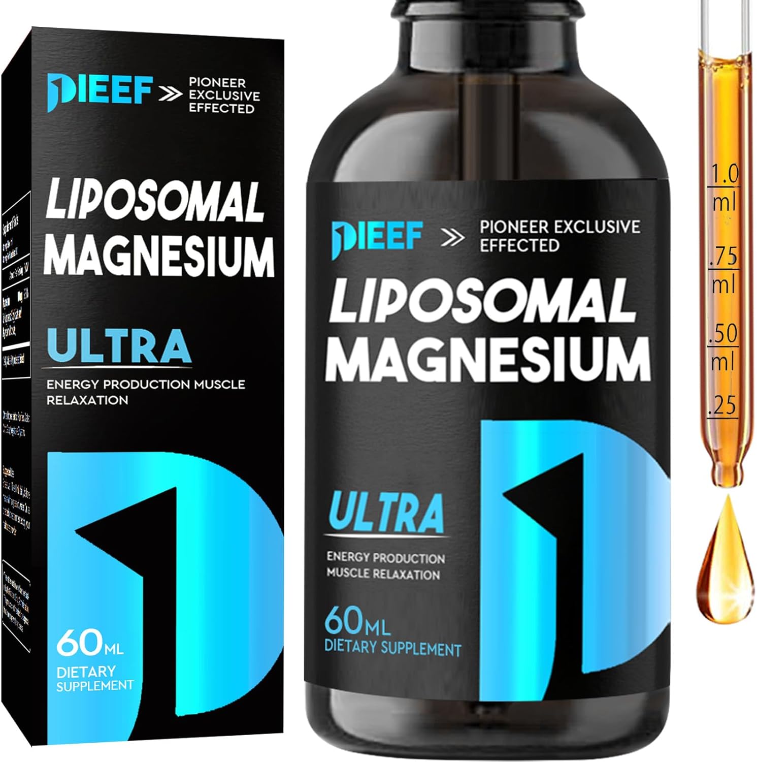 PIEEF Magnesium Glycinate Liquid Drops: Stress Relief, Bone & Muscle Support