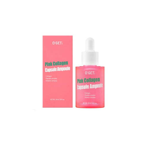 Pink Collagen Capsule Ampoule for Skin, 1.01 Fl Oz - Hydrating Anti-Aging Serum