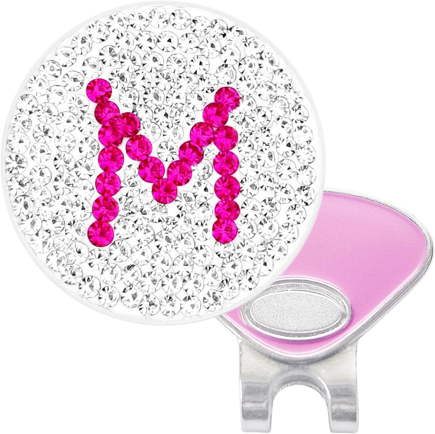 Pink Crystal Ball Marker with Hat Clip by NAVIKA USA Inc. - M- Initial Micro Pave