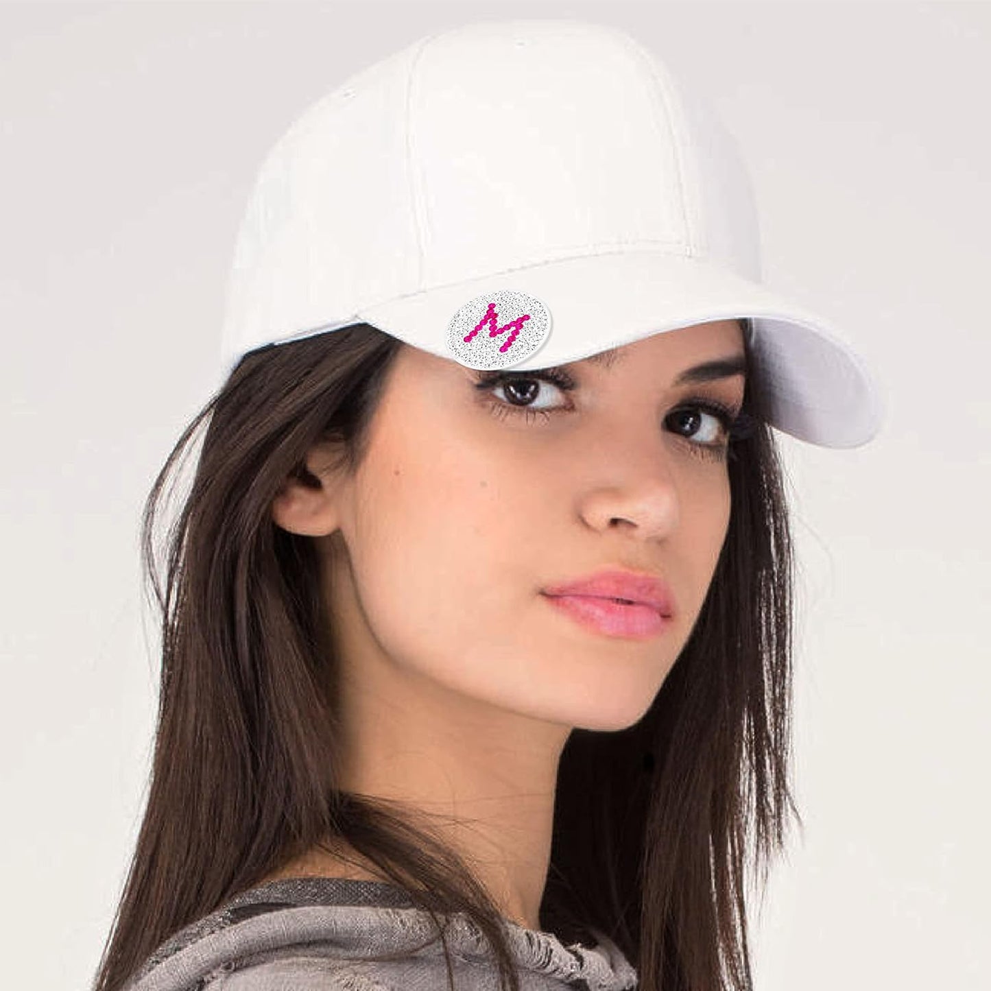 Pink Crystal Ball Marker with Hat Clip by NAVIKA USA Inc. - M- Initial Micro Pave