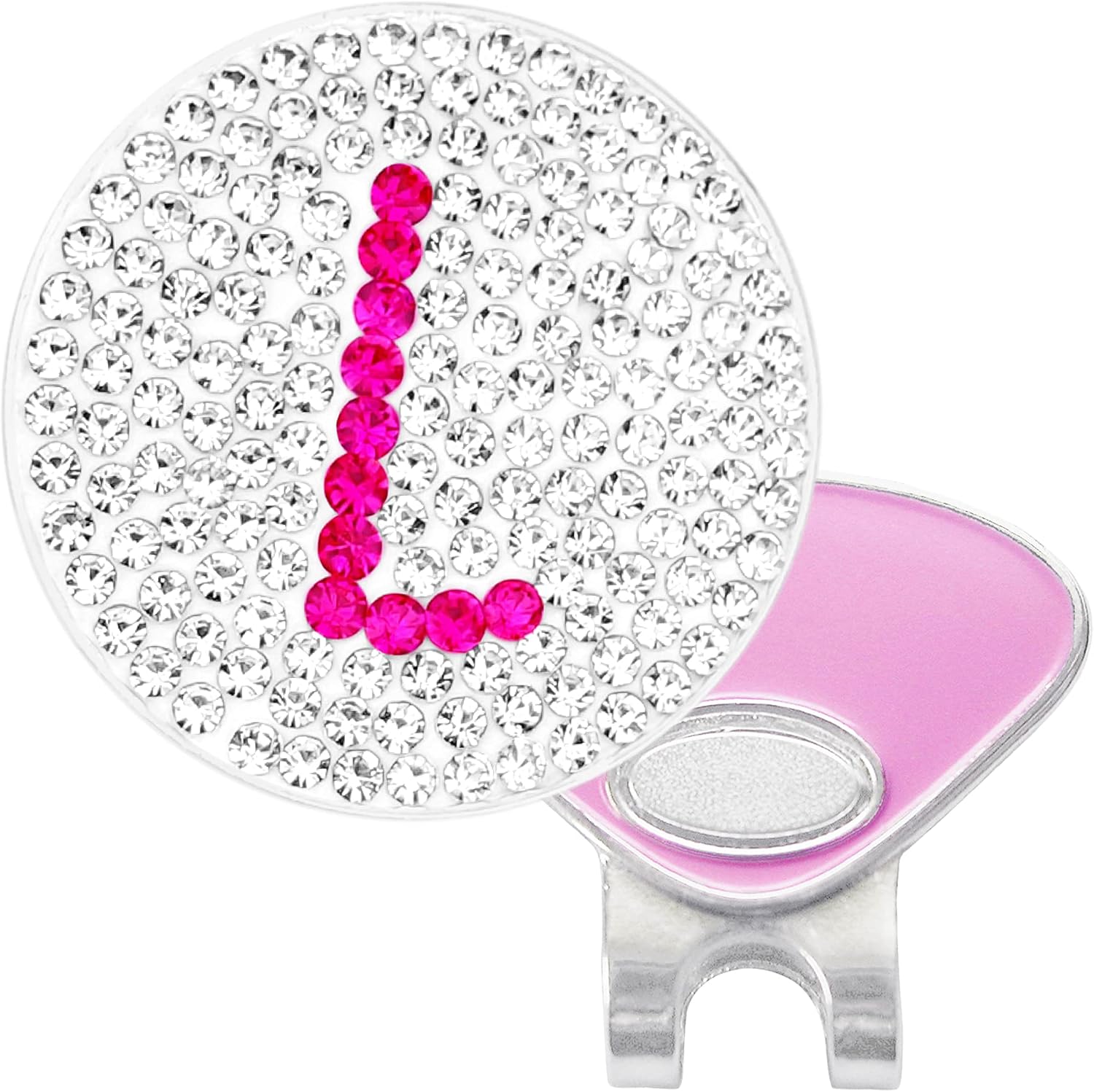 Pink Crystal Ball Marker with Hat Clip by NAVIKA USA Inc. - L Initial Micro Pave