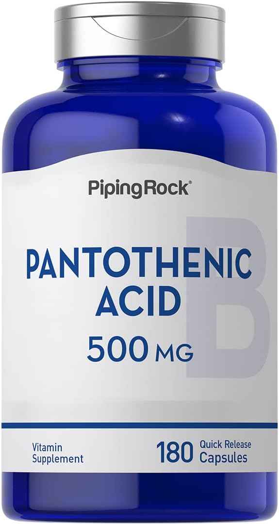 Piping Rock Pantothenic Acid 500mg | 180 Capsules | Essential B Vitamin | Non-GMO, Gluten Free Supplement
