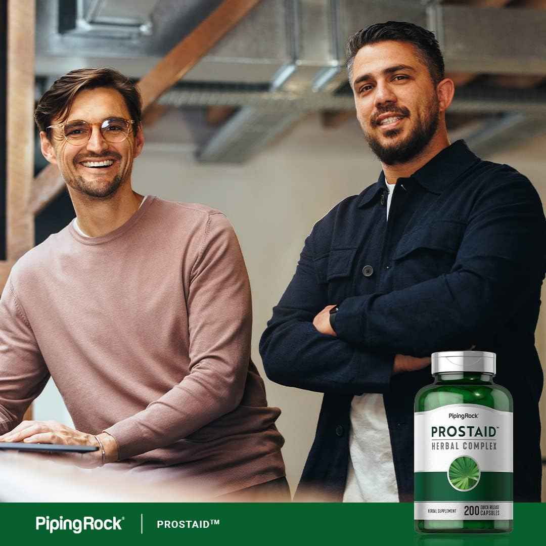 Piping Rock Prostate Supplement for Men | 200 Capsules | ProstAid Herbal Complex Extract with Saw Palmetto, Pygeum, Stinging Nettle | Non-GMO, Gluten Free