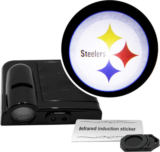 Pittsburgh Steelers NFL Car Door Light Projector - Wireless LED with Team Logo Slide - Fits Most Car Models - Battery-Operated