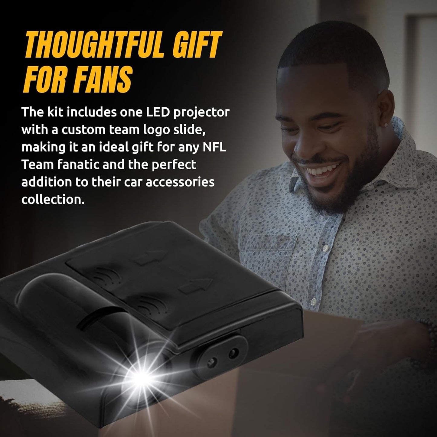 Pittsburgh Steelers NFL Car Door Light Projector - Wireless LED with Team Logo Slide - Fits Most Car Models - Battery-Operated