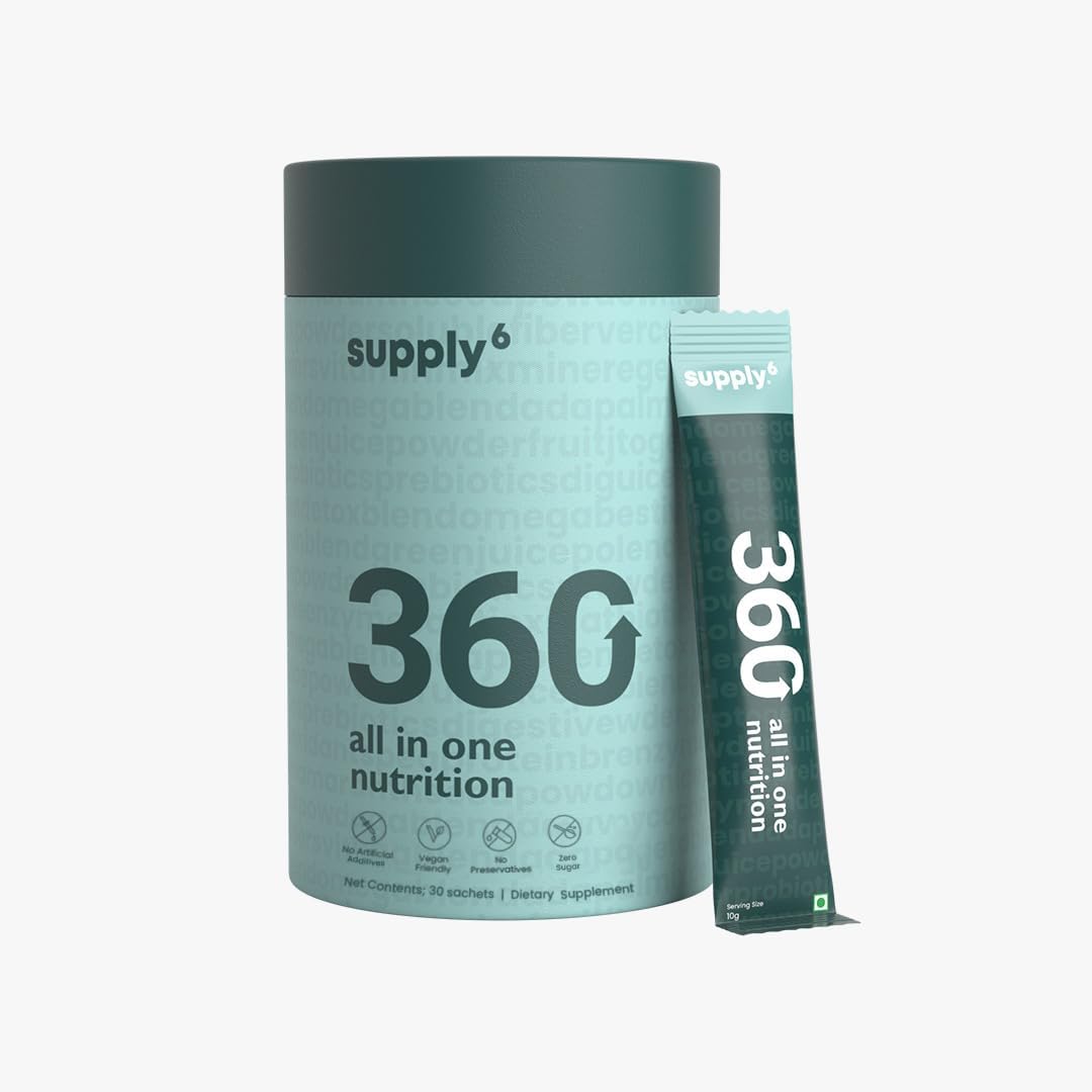 Plant-Based 360 Greens Powder with 80+ Superfoods, Ayurvedic Herbs, Vitamins, Minerals, Probiotics - Supports Energy, Gut Health, Immunity - No Added Sugar - 15 Servings