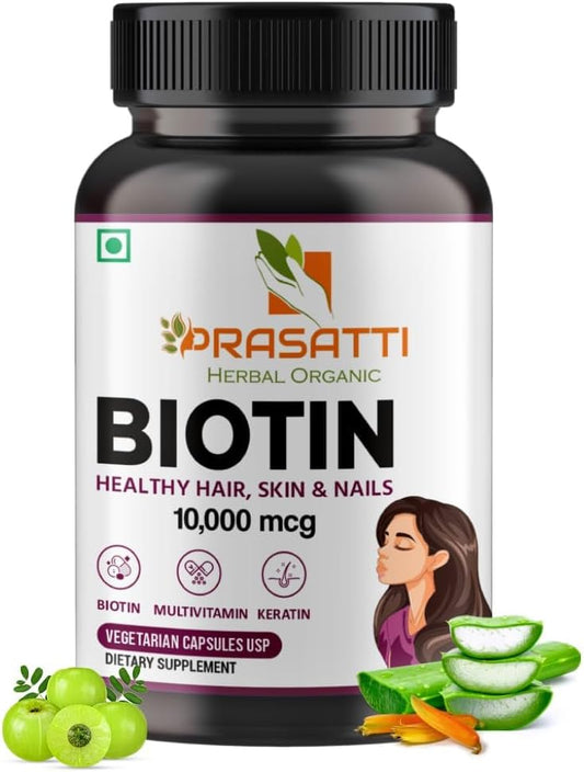 Plant Based Biotin Supplement Capsules with DHT Blockers, Omega & Keratin Synthesis Support - 90 Veg Capsules for Stronger Hair, Skin, and Nails
