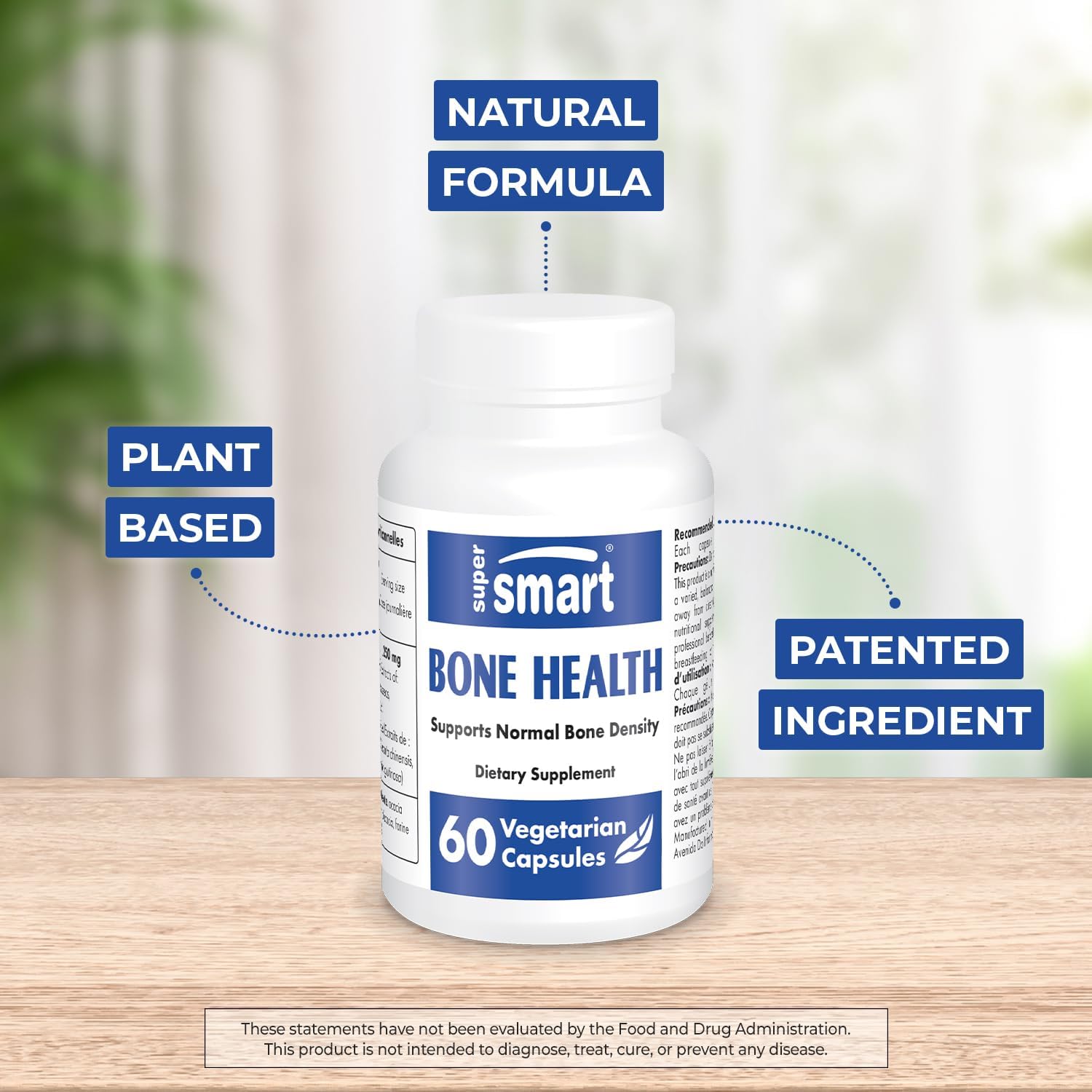 Plant-Based Bone Health Supplement for Strong Bones & Density - Non-GMO, Gluten-Free, Patented Formula - 60 Capsules