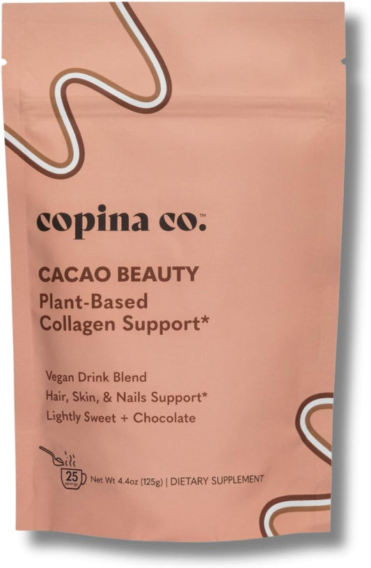 Plant-Based Cacao Beauty Collagen Booster Smoothie Drink Blend - Vegan Creamy Blend with Cacao Flavor - 25 Servings
