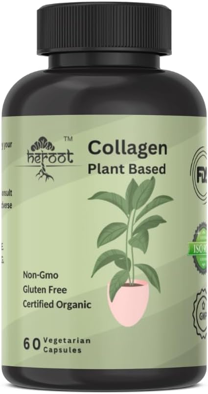 Plant-Based Collagen Supplement for Skin, Hair, and Nails | 500mg | 120 Capsules | USDA Certified | Skin Brightening Formula