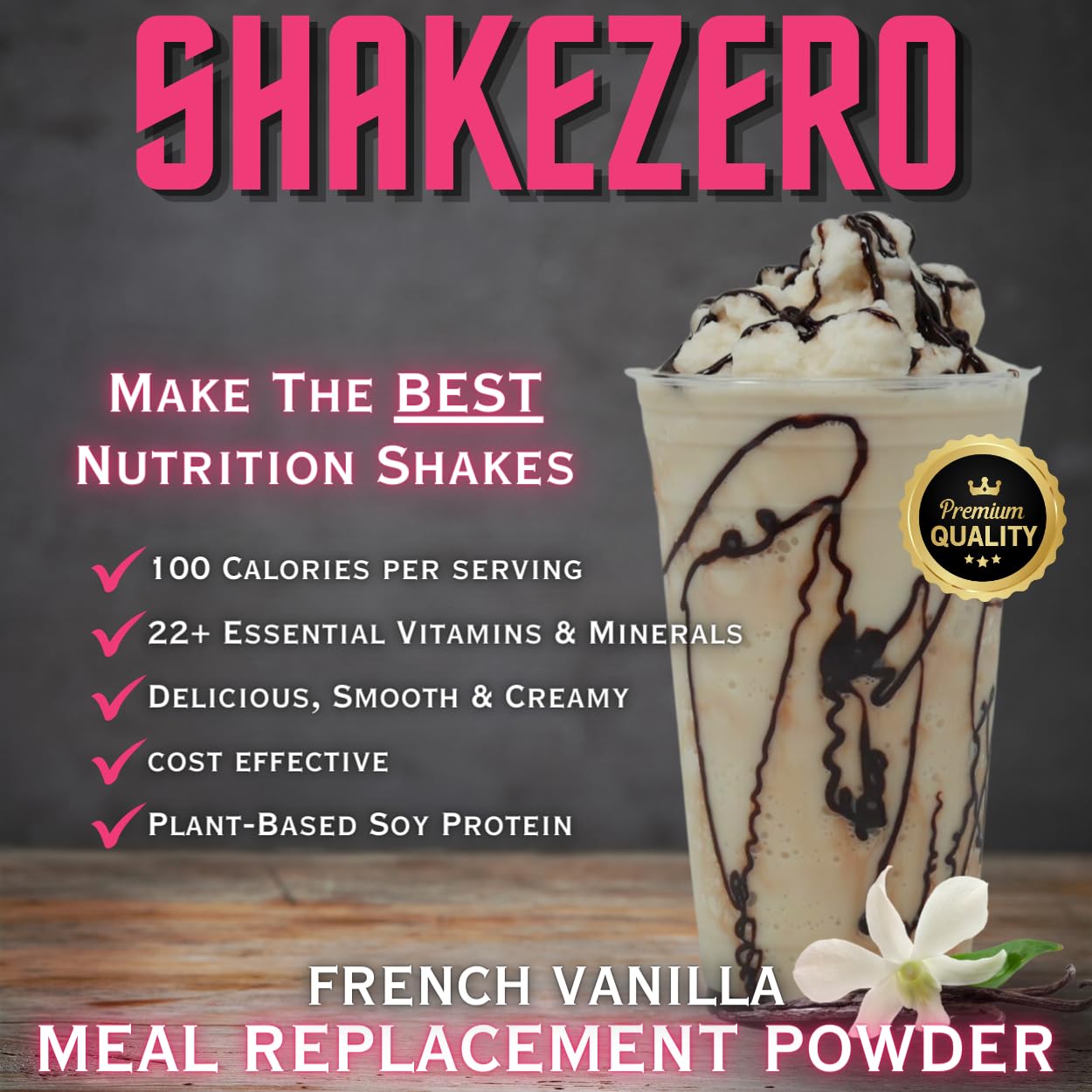 Plant-Based French Vanilla Protein Powder Shake Mix - GramZero Shakezero (1-5lb Pkg)