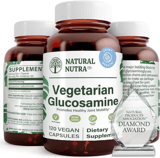 Plant-Based Glucosamine Hydrochloride Supplement for Joint Health, 750mg, 120 Capsules - Vegan, Kosher, Shellfish Free Formula for Men & Women