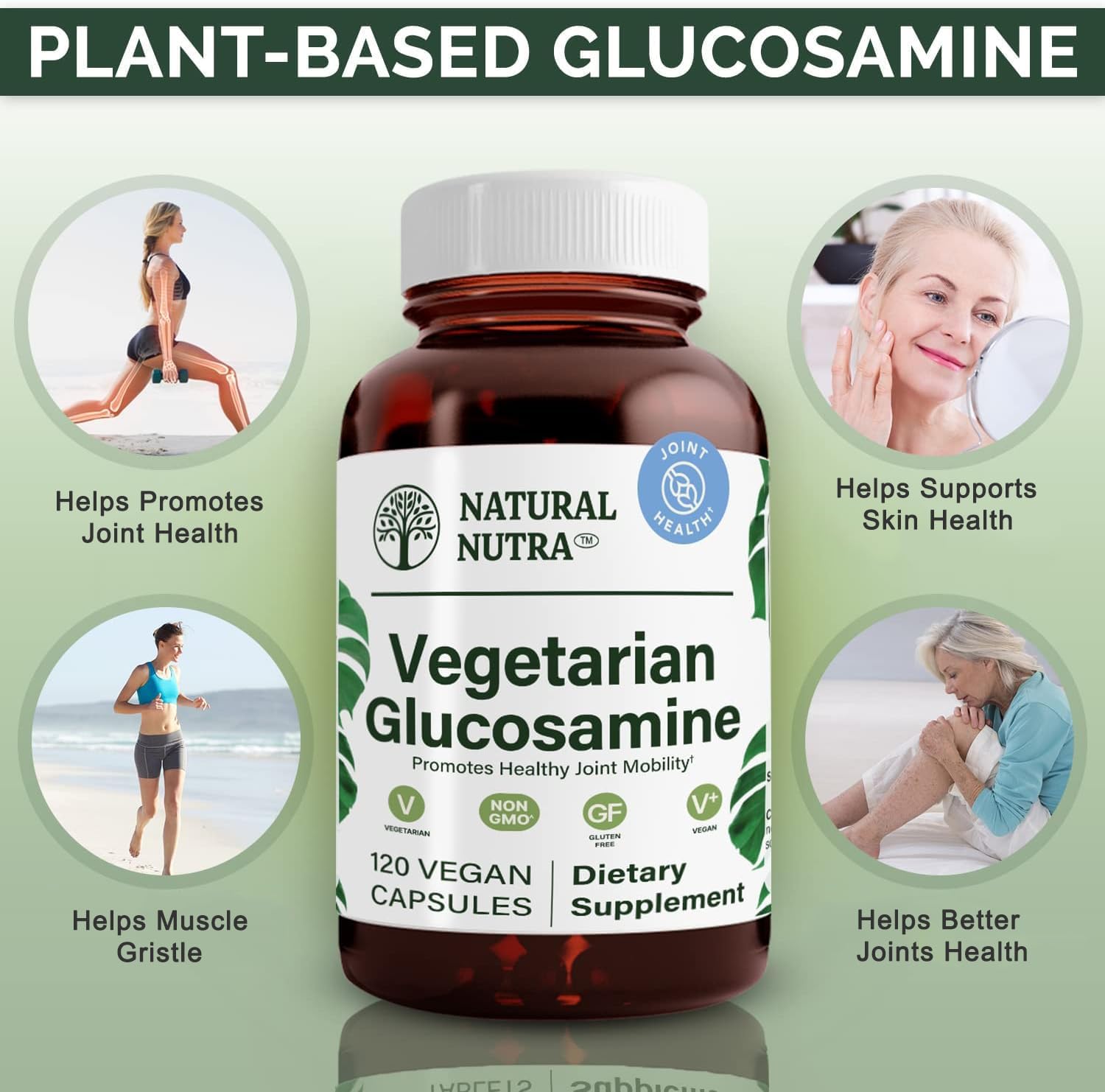Plant-Based Glucosamine Hydrochloride Supplement for Joint Health, 750mg, 120 Capsules - Vegan, Kosher, Shellfish Free Formula for Men & Women