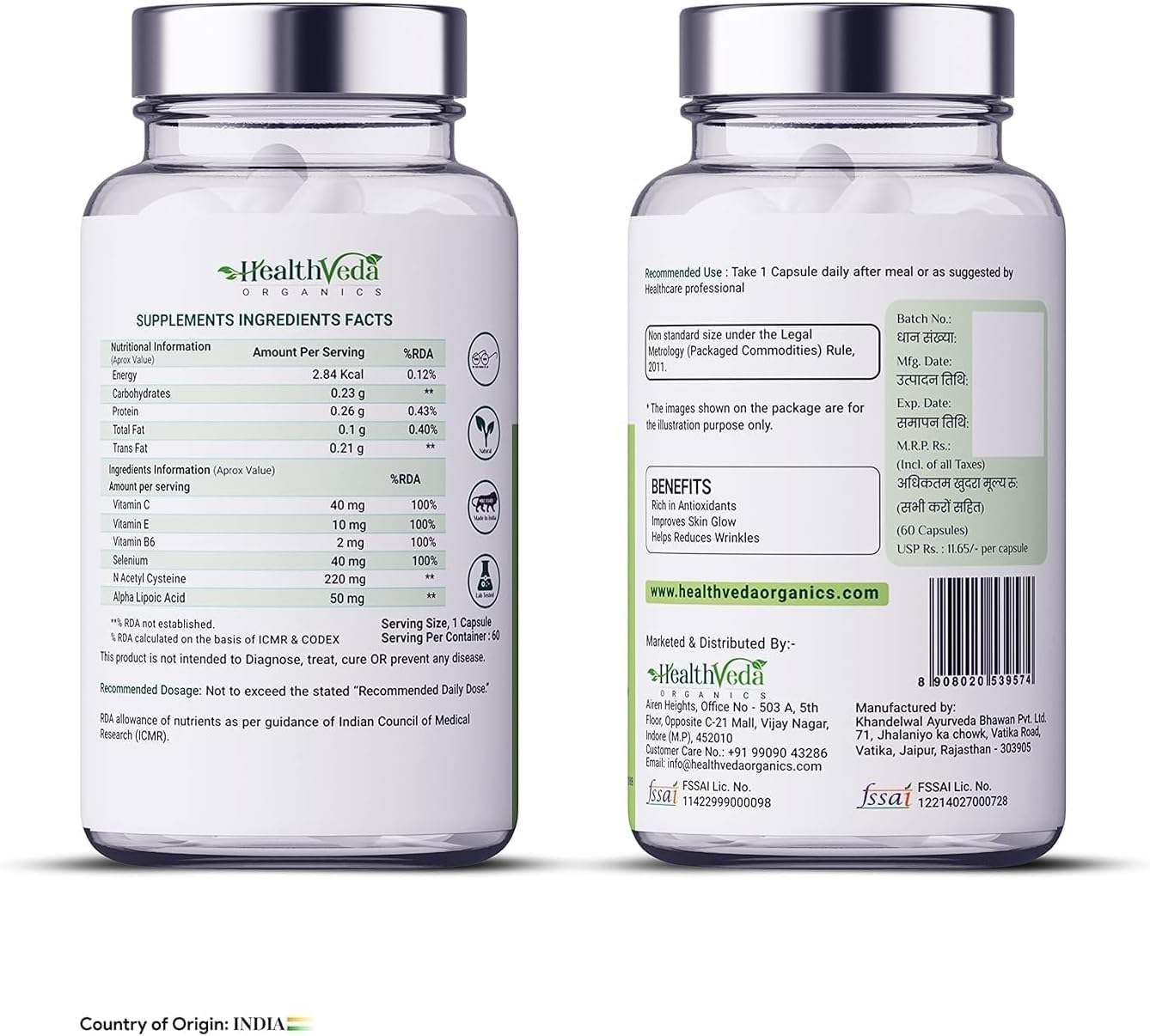 Plant Based Glutathione Builder Supplement | 60 Vegan Capsules | Anti-Ageing & Brightening Skin Support | Unisex Formula