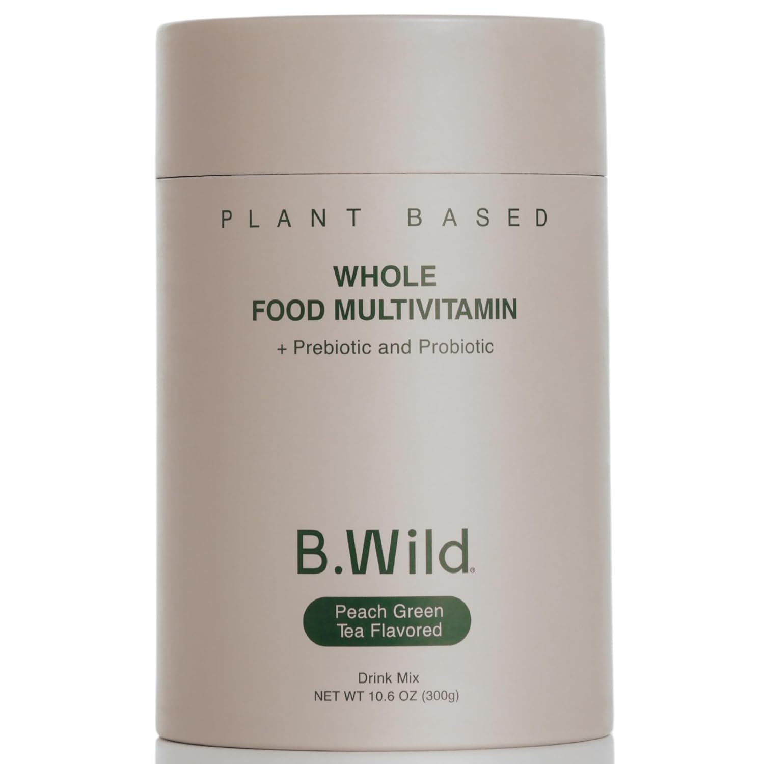 Plant-Based Multivitamin Drink Mix with Antioxidants, Prebiotics, and Probiotics - Peach Green Tea Flavor (300g)